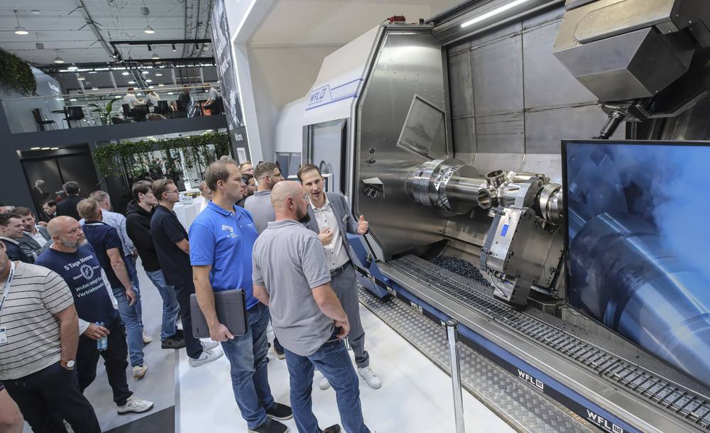Trade visitors at AMB 2026 metalworking exhibition in Stuttgart exhibition halls